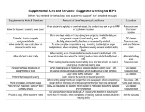 Supplemental Aids and Services: Suggested wording for IEP`s