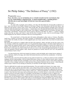 Sir Philip Sidney “The Defence of Poesy”
