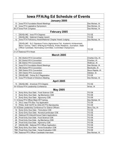 Iowa FFA/Ag Ed Schedule of Events