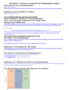 HANDOUT: INITIAL OVERVIEW OF THERMODYNAMICS