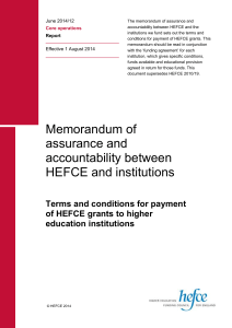 Memorandum of assurance and accountability between HEFCE and