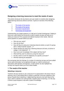 Designing e-learning resources to meet the needs of users