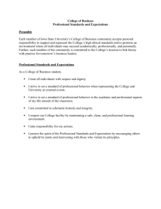College of Business Professional Code of Conduct