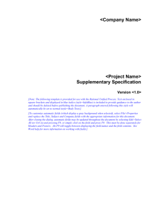 Supplementary Specification