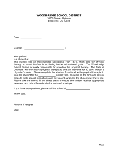Letter from PT and Physicians` Physical Therapy Orders