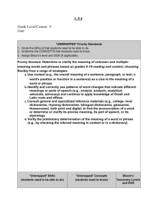 L.9.4 Grade Level/Course: 9 Unit: “UNWRAPPED” Priority Standards