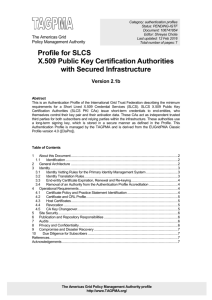 Profile for SLCS X.509 Public Key Certification Authorities with