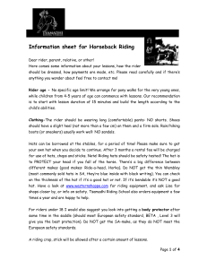 Information sheet for Horseback Riding