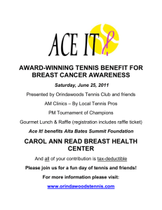 A TENNIS BENEFIT FOR BREAST CANCER AWARENESS