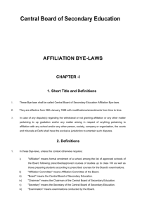 Affiliation Bye-laws - Central Board of Secondary Education