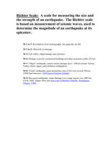 Richter Scale: A scale for measuring the size and the strength of an