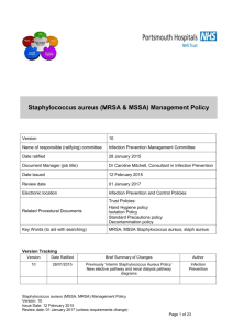 Staphylococcus aureus (MRSA and MSSA) Management Policy