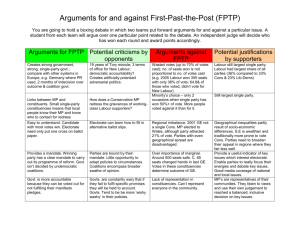 Arguments for and against First-Past-the-Post (FPTP)
