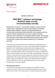 VWS MOL® catalyser technology: Sustainable disinfection of water