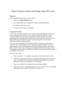 Object Oriented Analysis and Design using CRC Cards