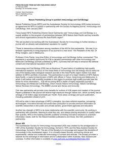 PRESS RELEASE FROM NATURE PUBLISHING GROUP