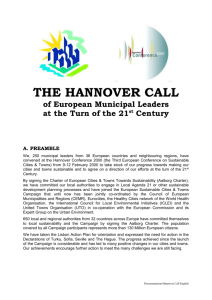 The Hannover Call - European Sustainable Cities Platform