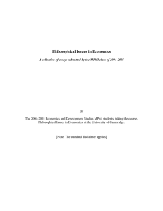 Philosophical Issues in Economics