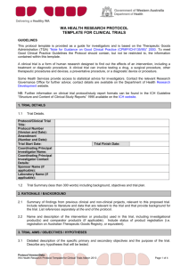 WA Health Research Protocol Template for Clinical Trials