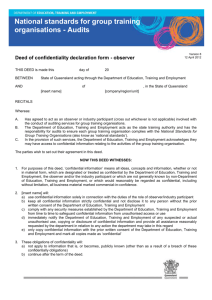 Deed of confidentiality declaration