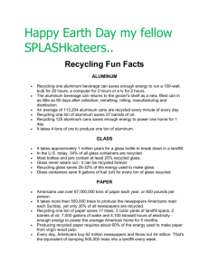 Operation Splash Recycling Facts Click here to