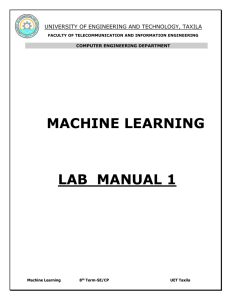 machine learning - University of Engineering and Technology, Taxila