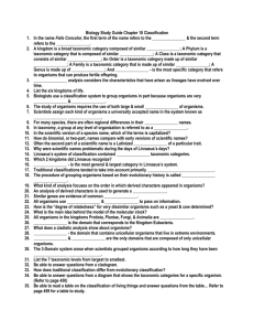 Biology Study Guide Chapter 18 Classification