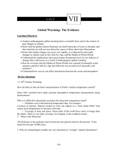 Unit VII: Global Warming: The Evidence