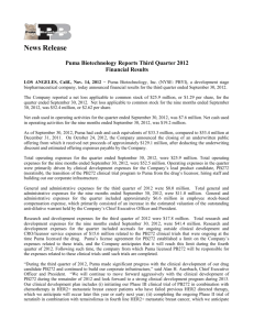 News Release Puma Biotechnology Reports Third Quarter 2012