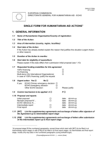 SINGLE FORM FOR HUMANITARIAN AID ACTIONS