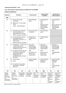 Level 1 Latin (90863) 2011 Assessment Schedule