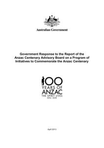 Government Response to the Anzac Centenary Advisory Board Report