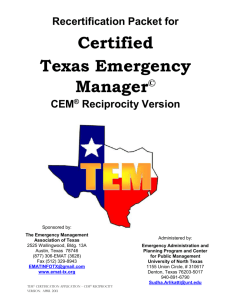 TEM CERTIFICATION SUBMISSION CHECKLIST