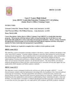 Army JROTC Leadership Education Training 1 (JROTC I) Syllabus