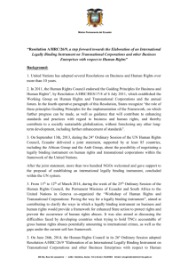 “Resolution A/HRC/26/9, a step forward towards the Elaboration of