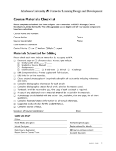 Course Materials Checklist - Centre for Learning Design and