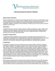 Informed Consent for Dental Treatment Medical History Information