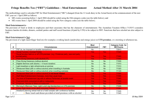 Fringe Benefits Tax (“FBT”) Guidelines – Meal Entertainment