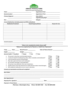 ANNUAL PHYSICAL FORM This form to be used for Annual