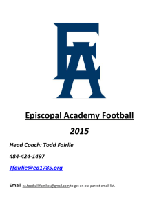 Episcopal Academy Football 2015 Head Coach: Todd Fairlie 484