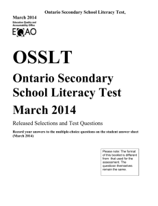 OSSLT, Sample Assessment Booklet: Word Optimized for