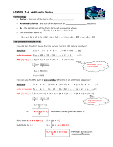 LESSON 6: Arithmetic Series