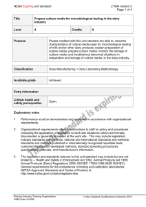 NZQA Expiring unit standard 21994 version 2 Page 1 of 4 Title