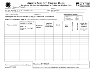Approval Form for 4-H Animal Shows