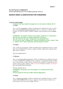 proposed search index classification for furniture