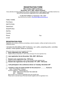 Conference Registration Form - Institute of Microelectronics (IMEL)