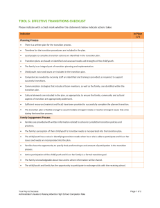 TOOL 5: EFFECTIVE TRANSITIONS CHECKLIST