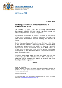 Media Alert 19 June 2015 - Department Of Infrastructure Development