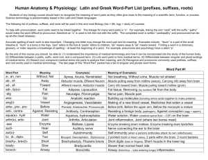 Human Anatomy & Physiology: Latin and Greek Word