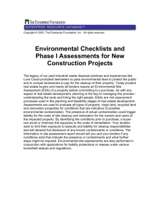 Environmental Checklists and Phase I Assessments for New